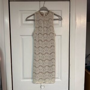 Love, Fire Cream Lace Mini Dress